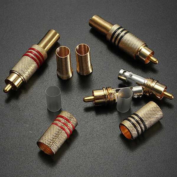 4 Stücke 2 Paar Gold RCA Phono Stecker Lot Audio- Video Kabel Adapter Stecker Großartig für Audio- Lautsprecher
