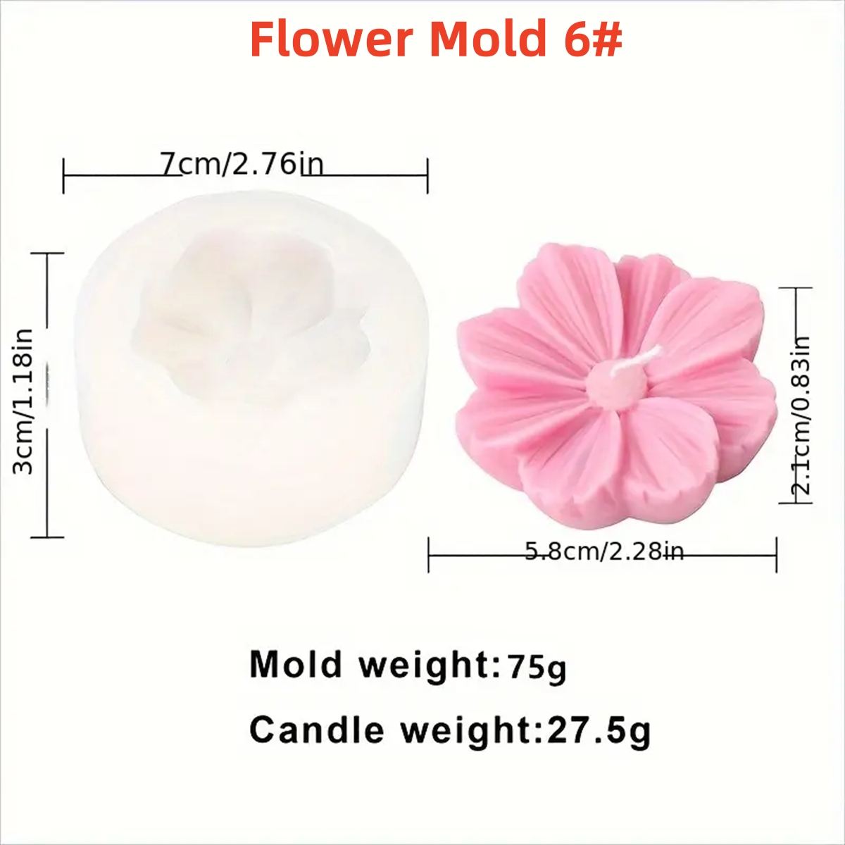 Siliconen hortensia bloemvorm voor decoratieve bloemstukken - plantenzeep en kaarsen maken boeket kleivormen: Clear