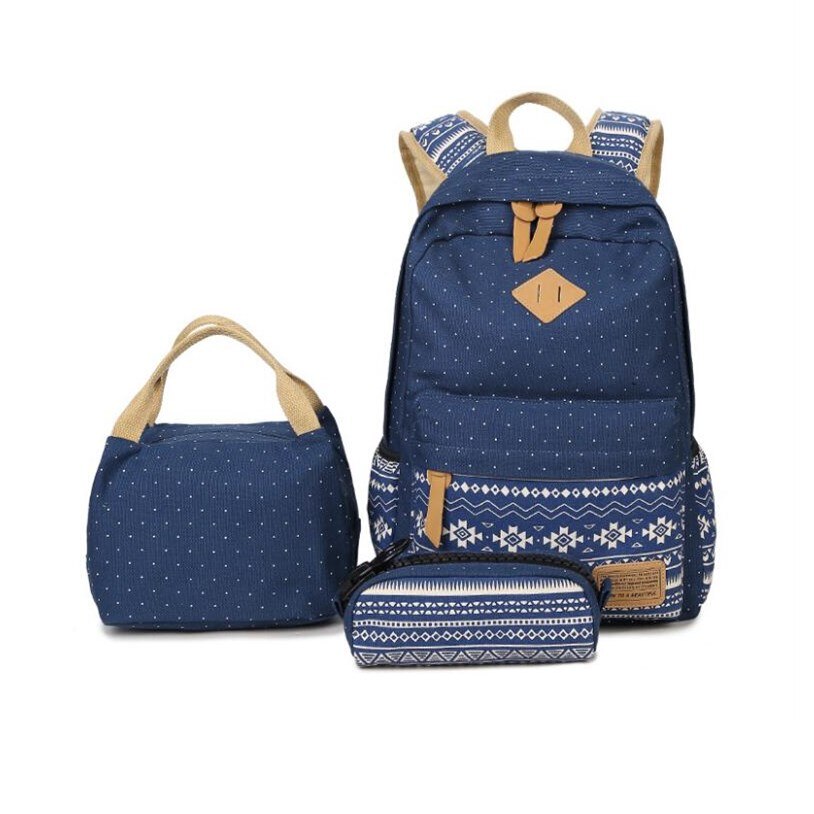 OKKID enfants école sac à dos ensemble étudiant toile sac à dos cartable stylo crayon sac enfants sacs d'école pour les filles directe: blue
