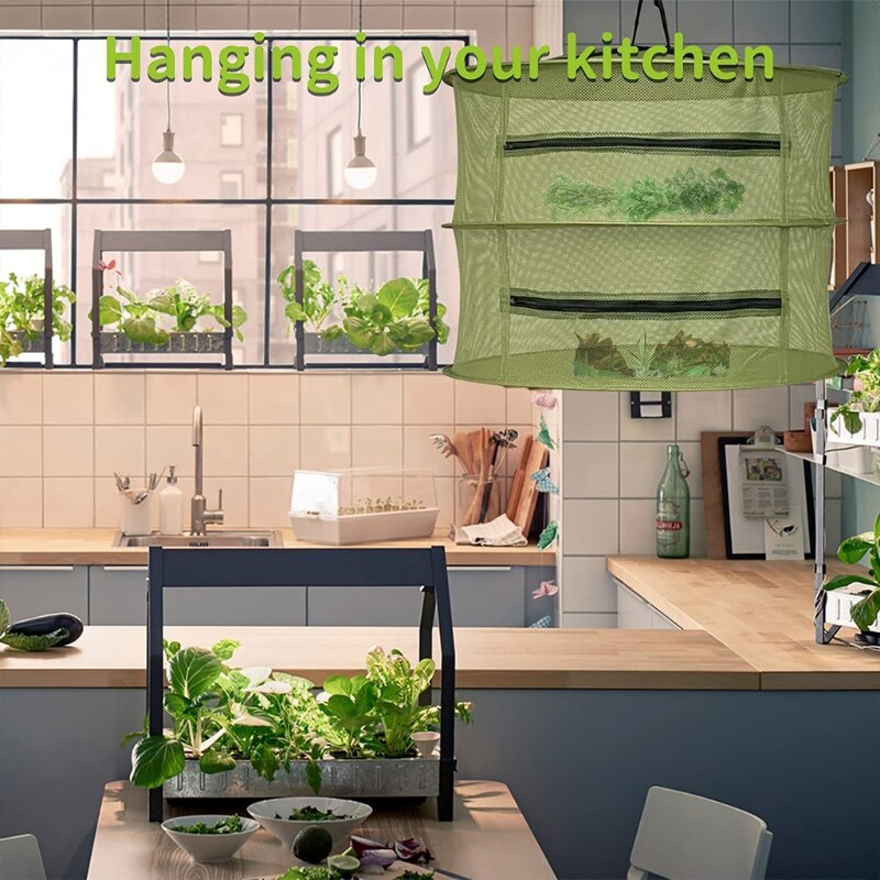 28GF 2/4/6/8 Layers Herb Drying Rack Net Tea Shelf Mesh Zipper Hanging Plant Dryer