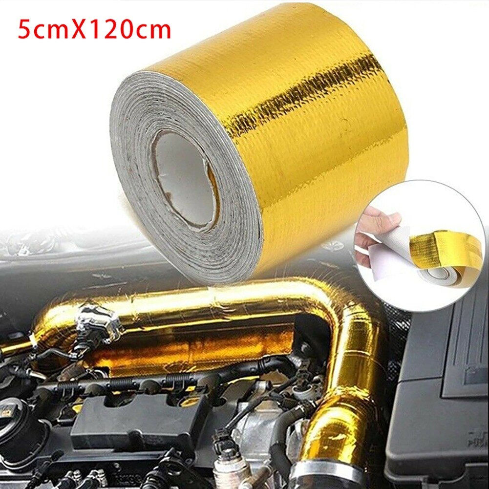 Air Intake Heat Shield Wrap Tape Car Exhaust Exhaust Tape Fiberglass Foil Tape Gold Heat Insulation Sealed