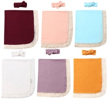 Novo 2 pçs bebê meninas menino borla swaddle envoltório cobertor musselina 100% algodão dormir esteira