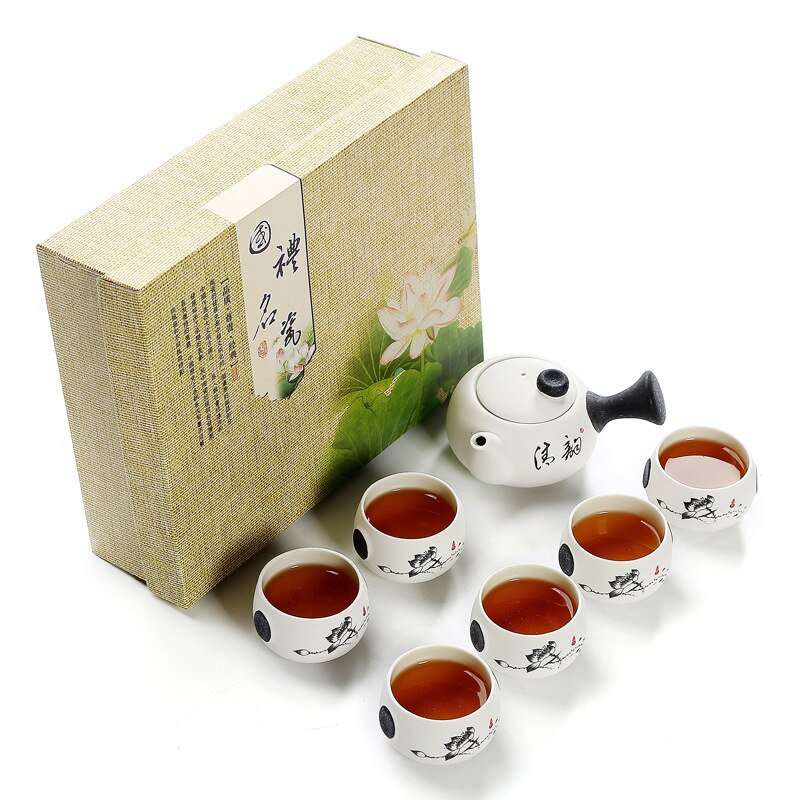 1 czajniczek 6 filiżanek zestaw herbaty, piękny i łatwy czajnik czajniczek, chińnarty podróży rodzina domowa ceramika przenośny Teaset, filiżanka kawy gaiwan