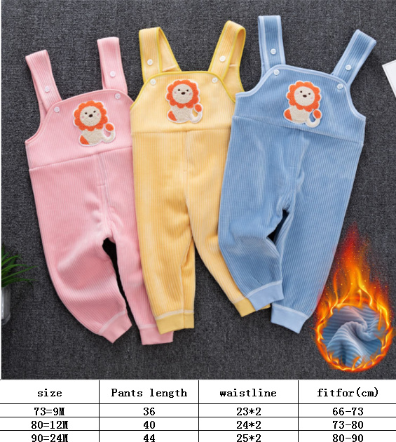 Crianças além de veludo macacão de malha outono inverno bebê bonito dos desenhos animados bib harem calças meninos meninas bolso malha macacões