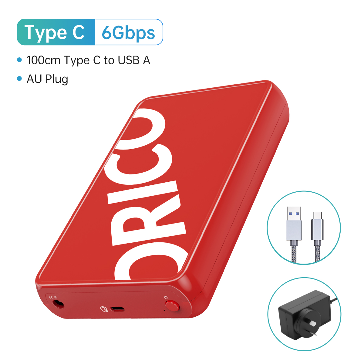 ORICO 3,5-inch HDD-behuizing 6 Gbps USB 3.1 Type-C naar SATA 3.0 HDD-behuizing UASP-protocol Auto-Sleep-modus Ondersteund Windows/Linux/Mac OS: Bruin