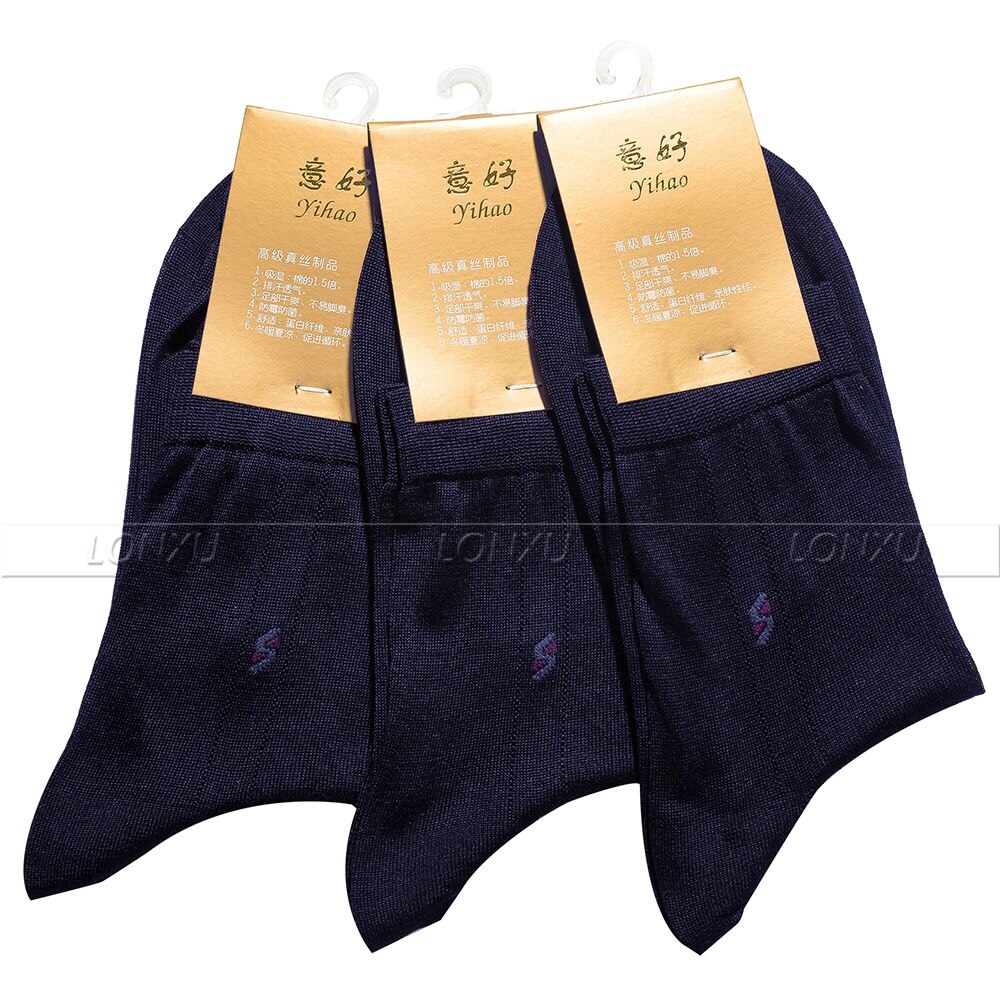3 paar Herren 100% Silk Socken 100% mittlere Waden Kostenloser p & p Schwarz Braun Beige Grau Navy Blau _ _ geeignet für vier jahreszeiten