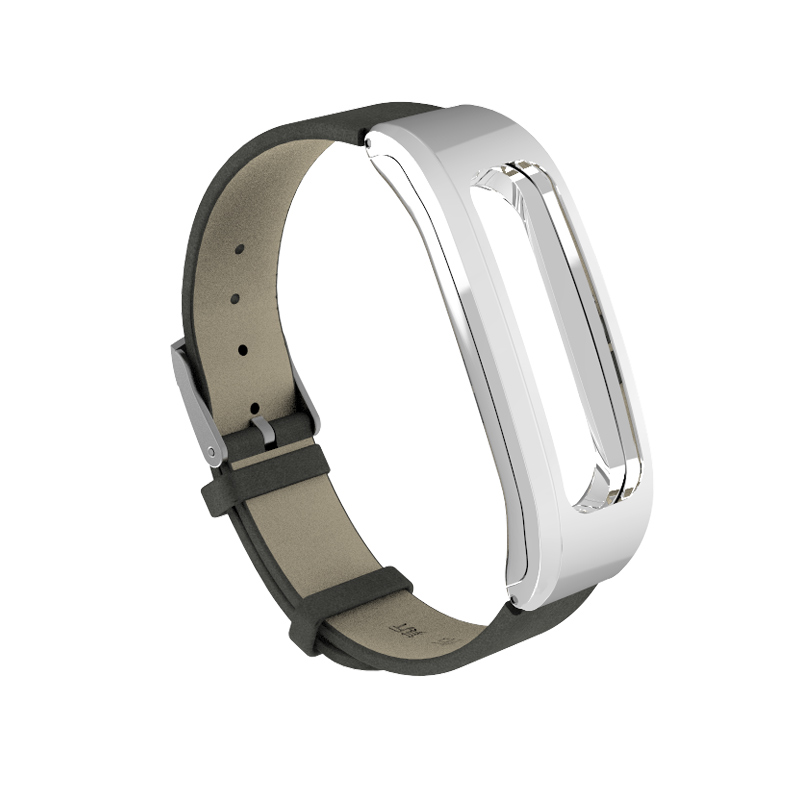 Mijobs Leder PU Handgelenk Gurt für Huawei Honor Band 4 Laufende Band Smart Armband Sport Armband für Honor Band 4 lauf: gray and silver