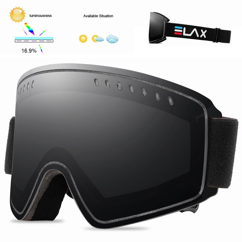 Elax nova marca dupla camada anti-nevoeiro óculos de esqui máscara de esqui óculos de neve snowboard googles homem mulher snowmobile eyewear: EL9