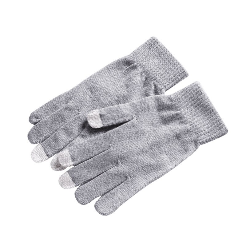 Guantes de punto cálidos para invierno, manoplas antideslizantes de lana gruesa para exteriores, mitones de dedo completo: B01