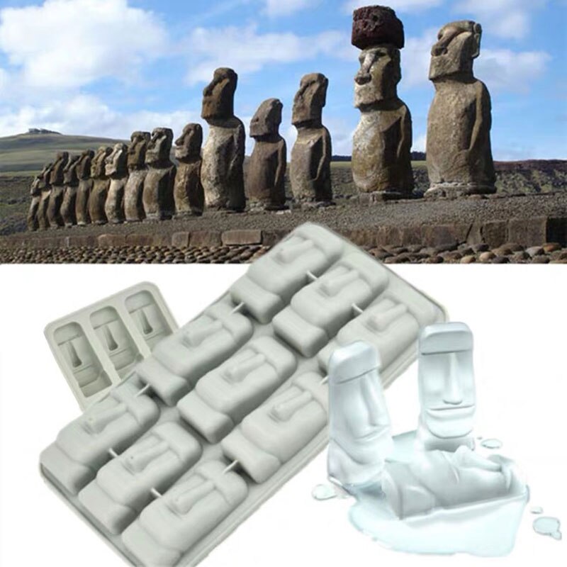 Diamond beton siliconen mallen Vele vormen Uil mallen voor cement cactus pot ambachten klei gips mold siliconen vormen: A-moai
