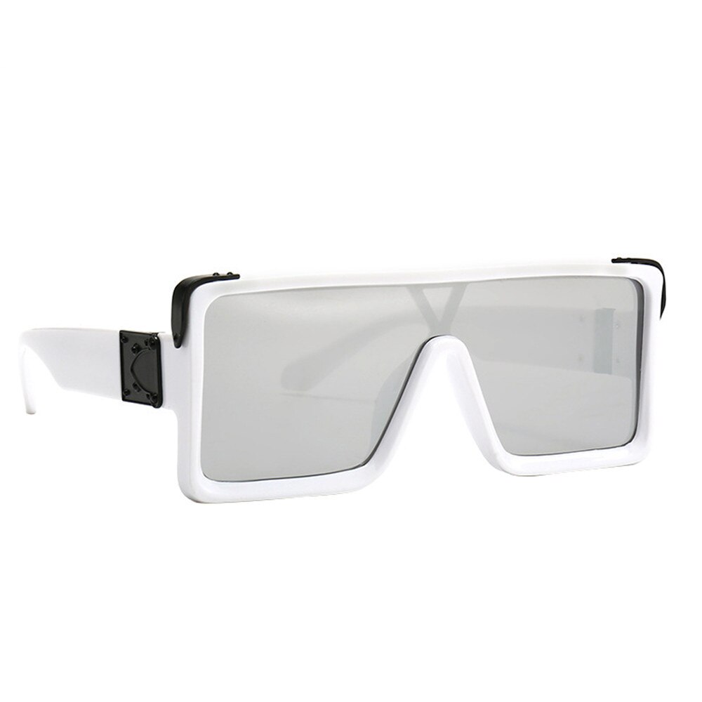 estilo Vintage negro blanco cuadrado gafas de sol de gran tamaño hombres una pieza Hip Hop gafas de sol: 6