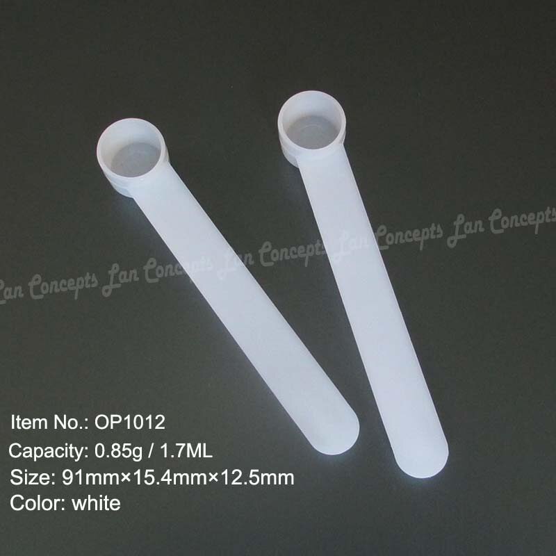 50 teile/los Messung Kunststoff Scoop PP Löffel 0,25g 0,5 ml 0,85g 1,7 ml 1,5g 3ml 5g 9ml 20g 40ml 25g 50ml für Möglichkeit-freies: OP1012 Weiß