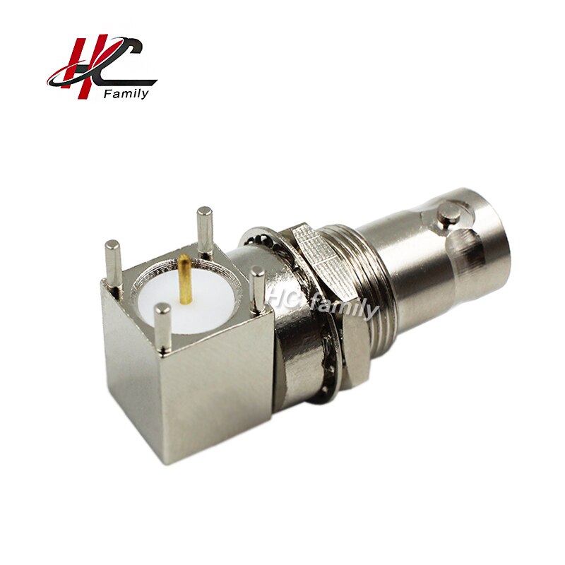 1pc BNC Female PCB Mount Connector,Right Angle PCB Mount jack BNC Connector