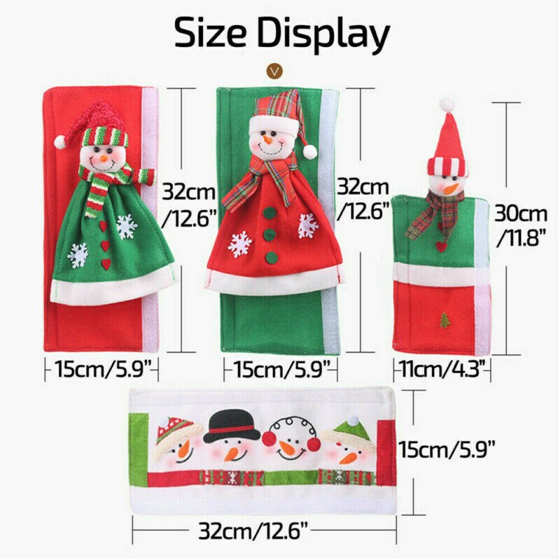 US Refrigerator Door Handle Covers Kitchen Appliance Protector Christmas Decor