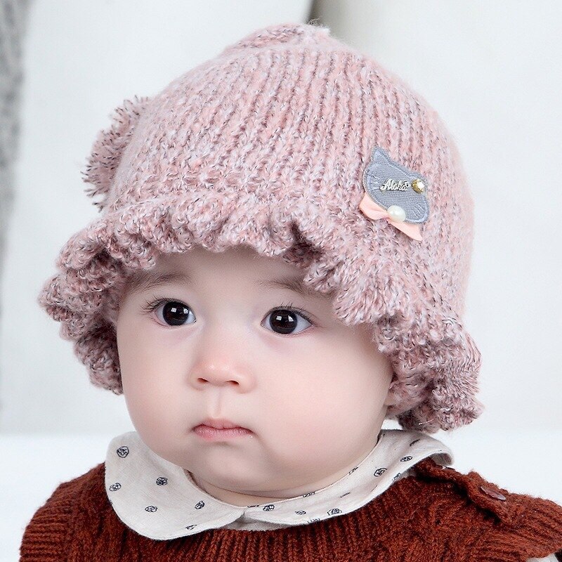 Winter Baby Hat Cartoon Long Tail Pompon Cat Newborn Baby Girl Boy Knitted Cap Winter Warm Earmuffs Wool Infant Kids Hat