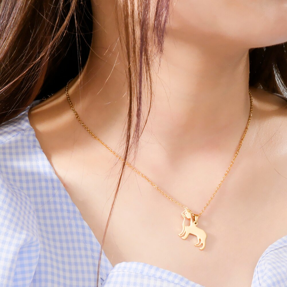 Unift Collier en acier inoxydable avec chat tacheté pour femme, breloques en forme d&#39;animal, ras du cou, bijoux de fiançailles pour amoureux