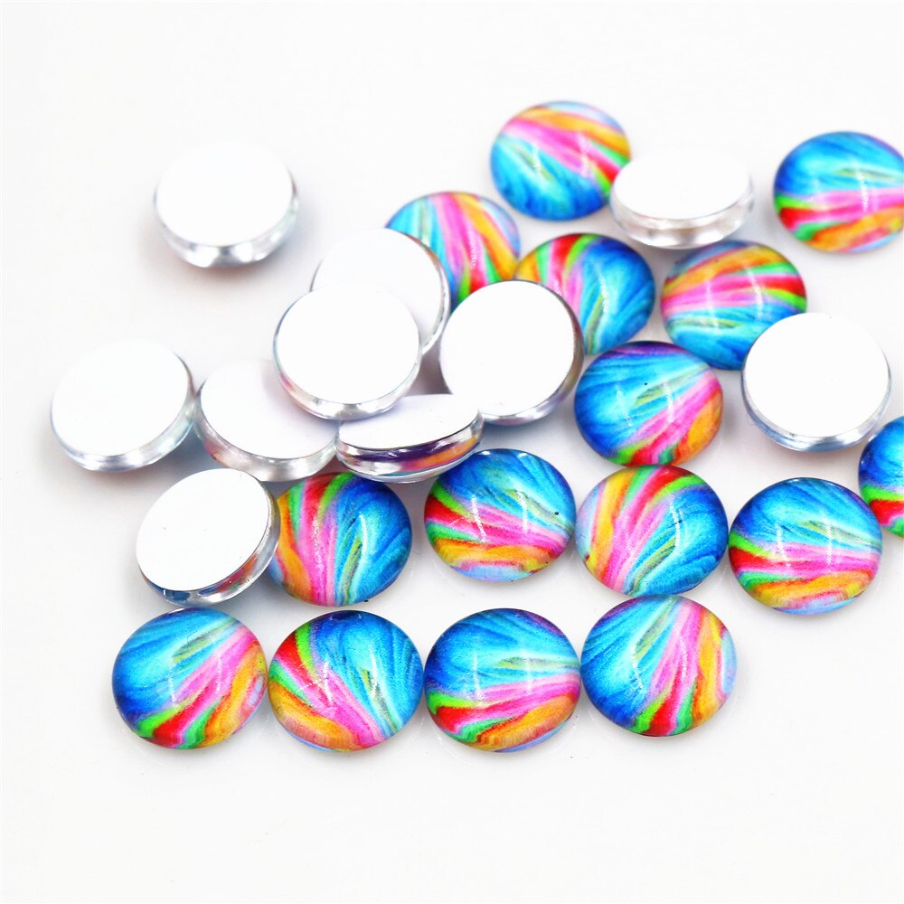 50 Stuks 8 Mm 10 Mm Mix Kleuren Gemengde Handgemaakte Glas Cabochons Patroon Overkoepelde Sieraden Accessoires Benodigdheden