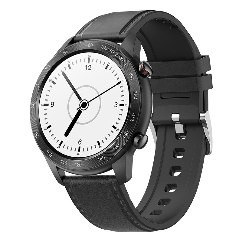 Cobrafly  mx5 smartwatch mit 1.3 -zoll-runddisplay, bluetooth-anruffunktion, wasserdicht  ip68 lange standby-zeit, herzfrequenz- und blutsauerstoffmessung: Schwarzes leder
