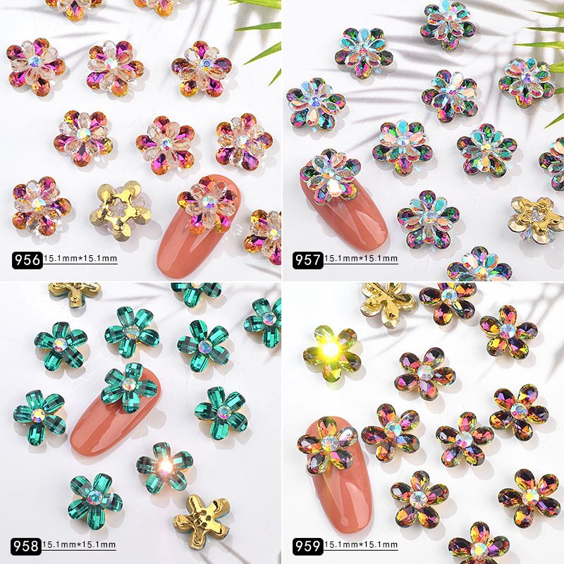 3D nail art Kleurrijke Bloem gems decoraties voor strass 3D DIY charms sieraden