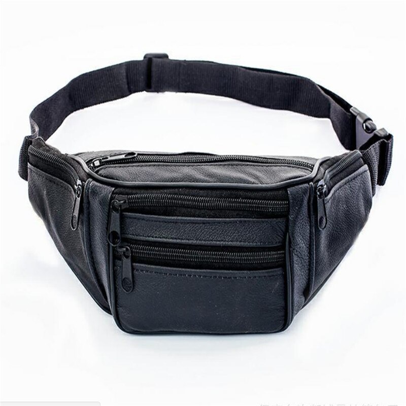 Sports Belt Bag Men Leather Bag Banana Waist Belt Pochette Sport Pocket Convenient Outdoor Sport Waist Packs Sport Belt Bags: Black