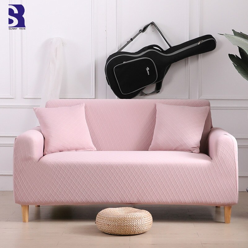 1 Stuk Jaquard Roze Sofa Cover Voor Woonkamer Stretch Sofa Covers I Vormige Sofa Hoes Bank Sovers Voor sofa