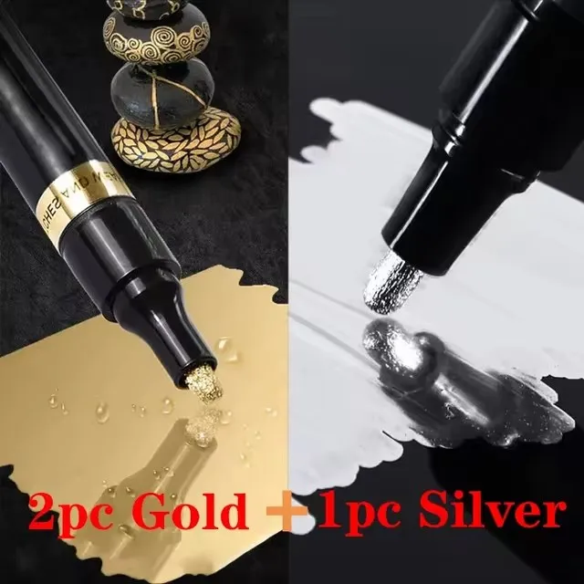 1/2/3PC Chrome Verf Marker Reflecterende Vloeistof Spiegel Verf Pennen Gouden Zilverachtige Inkt 1mm Schrijven Tip Voor Model Metaal Hout Plastic: Lavendel