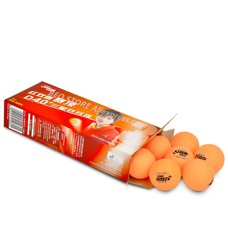 Bolas de tenis de mesa DHS 3 star D40, originales, Pelotas de ping pong de plástico ABS naranja con costura, tenis de mesa, 30/60 Uds.