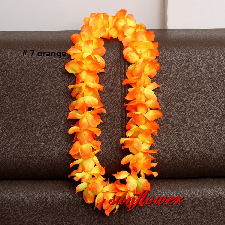 1 st hawaiianska konstgjorda blommor leis krans halsband krans självhäftande klänning hawaii strandfest dekoration påsk: Oran