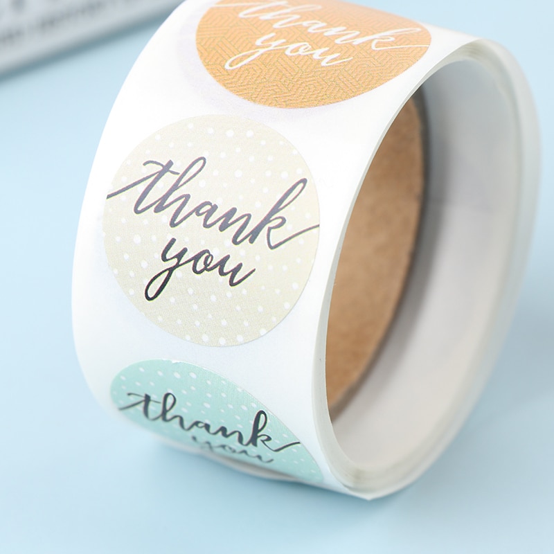 100Pcs/Roll Paper Seal Label Thank You Stickers Custom Box Bake Decoration