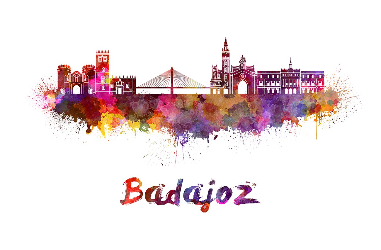 Bádajoz Skyline-Cartel de arte de Pared, decoración artística, Hogar, Monumentos de Ciudad, paisaje