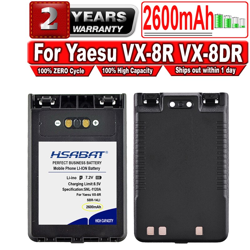 HSABAT 2600mAh SBR-14LI Batterie für Yaesu VX-8R VX-8DR VX-8GR FT-1DR FT1XD FT-2DR Radio FNB-102LI FNB-101Li