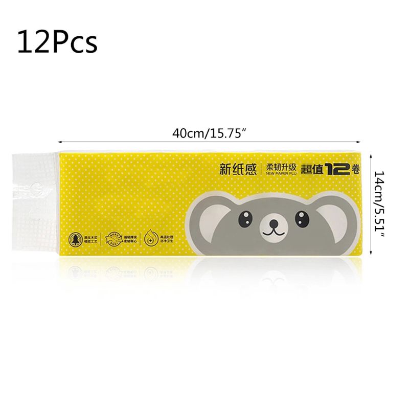 12 Rolls Toilet Paper Silky Smooth Soft Virgin Wood Pulp Paper 4-Ply Tissues