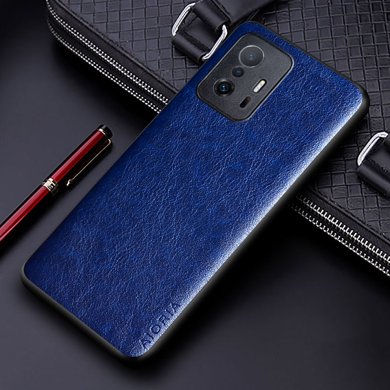 Luksusowe etui ze skóry PU dla Xiaomi Mi 11T zawodowiec 5G z biznesowym pokrowcem na telefon w jednolitym kolorze dla Xiaomi mi 11t zawodowiec etui funda: ABS / Niebieski