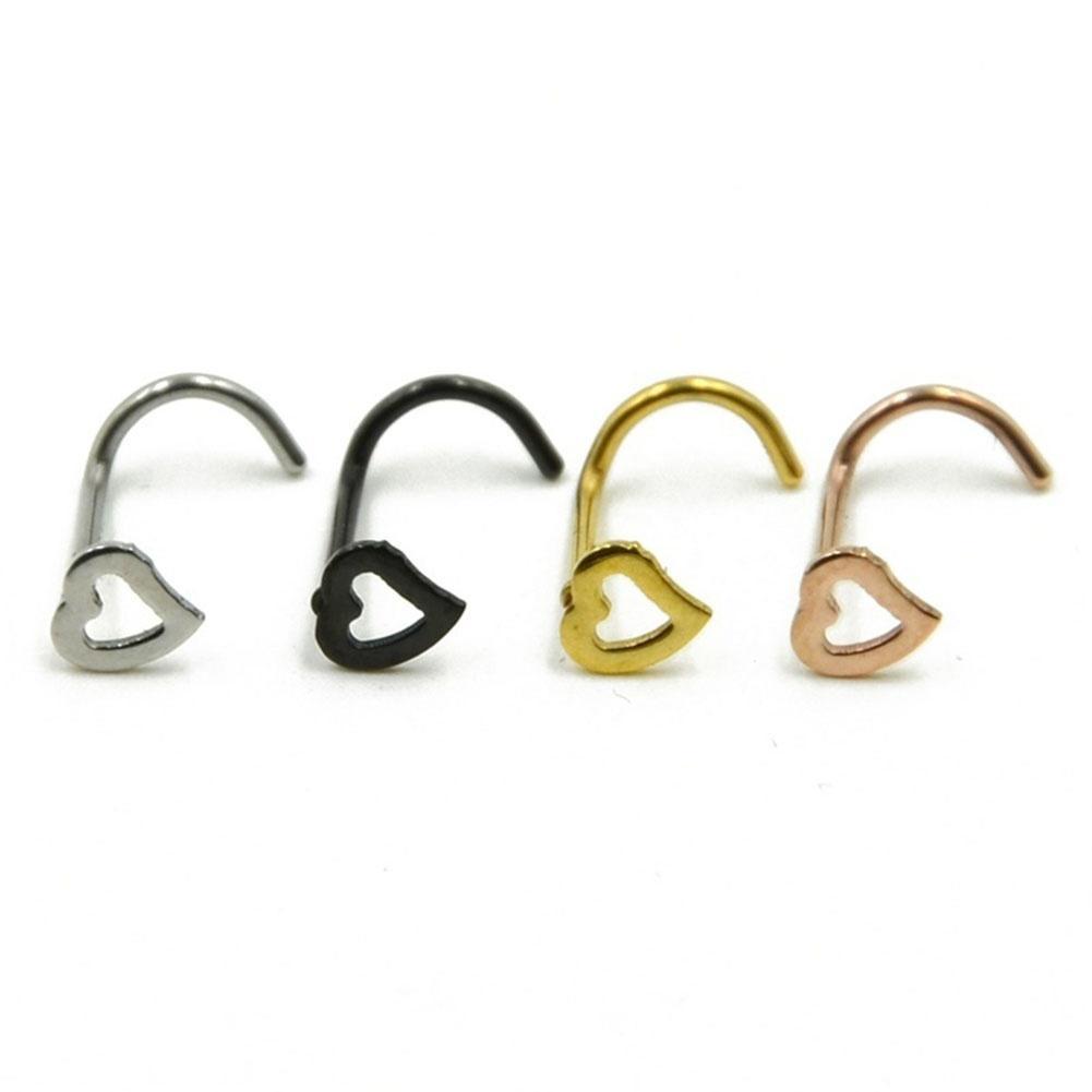 1pc Heart Stainless Steel Nose Ring & Studs Girl Body Jewelry Stainless Steel Nose Piercing Punk Party Jewelry