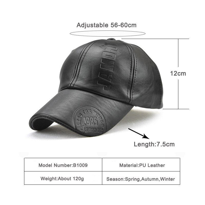 Wuaumx PU Baseball cap For Men Solid Faux Leather Cap Autumn Winter Men's Baseball Hat Trucker Cap Street Wear