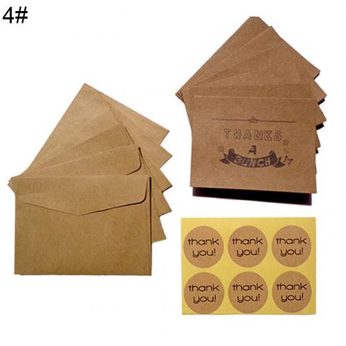 6 stk / sæt vintage tomt kort tak lykønskning kraftpapir kort kuverter bryllupsfest reception håndværk foldbare postkort: 4