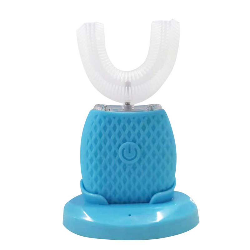 Newest U-Shape Soft Bristle Electric Toothbrush Waterproof Silicone Lazy Ultrasonic Induction Charging Electronic Toothbrush: Blue