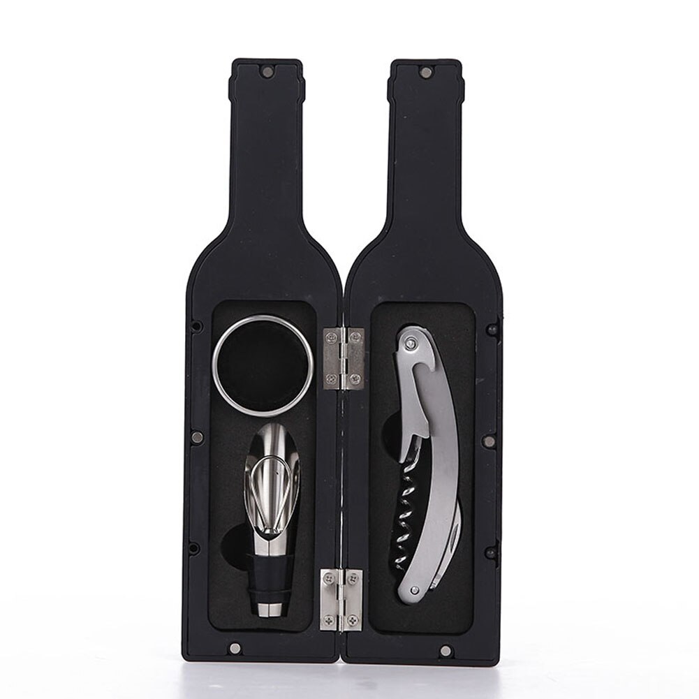 1 Set 3 Pcs/5 Pcs Wijnfles Corkscrew Set Tool Fles-Vormige Houder Flesopener Beste prijs: Black  3pcs