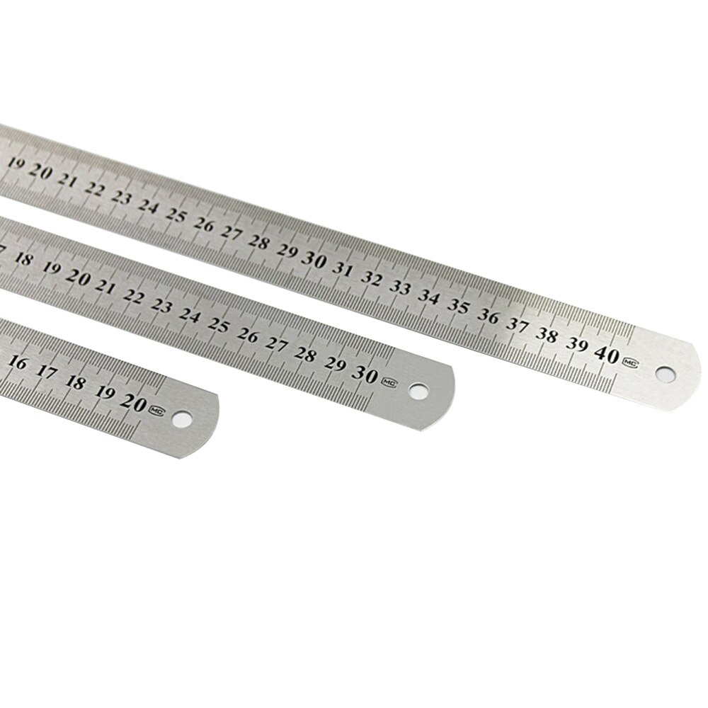 3Pcs Stainless Steel Ruler Metal Ruler for Engineering School Office Drawing 20cm/30cm/40cm