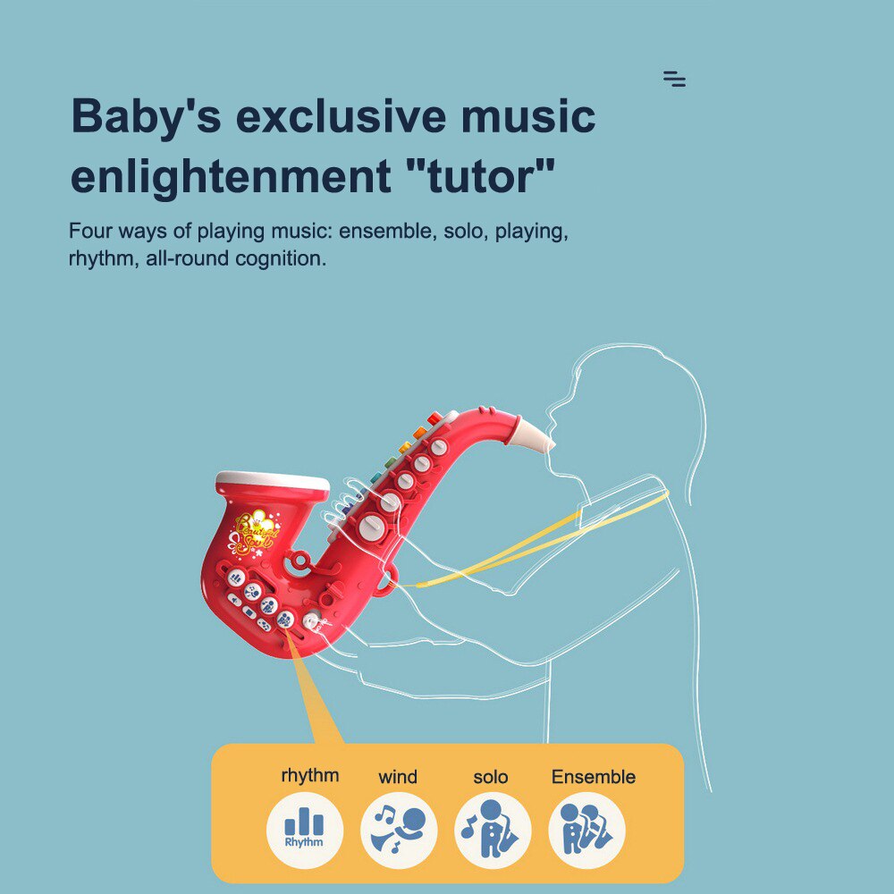 Vroege Onderwijs Speelgoed Kinderen Simulatie Muziekinstrument Trompet Muziek Speelgoed Saxofoon (Wit En Rood)
