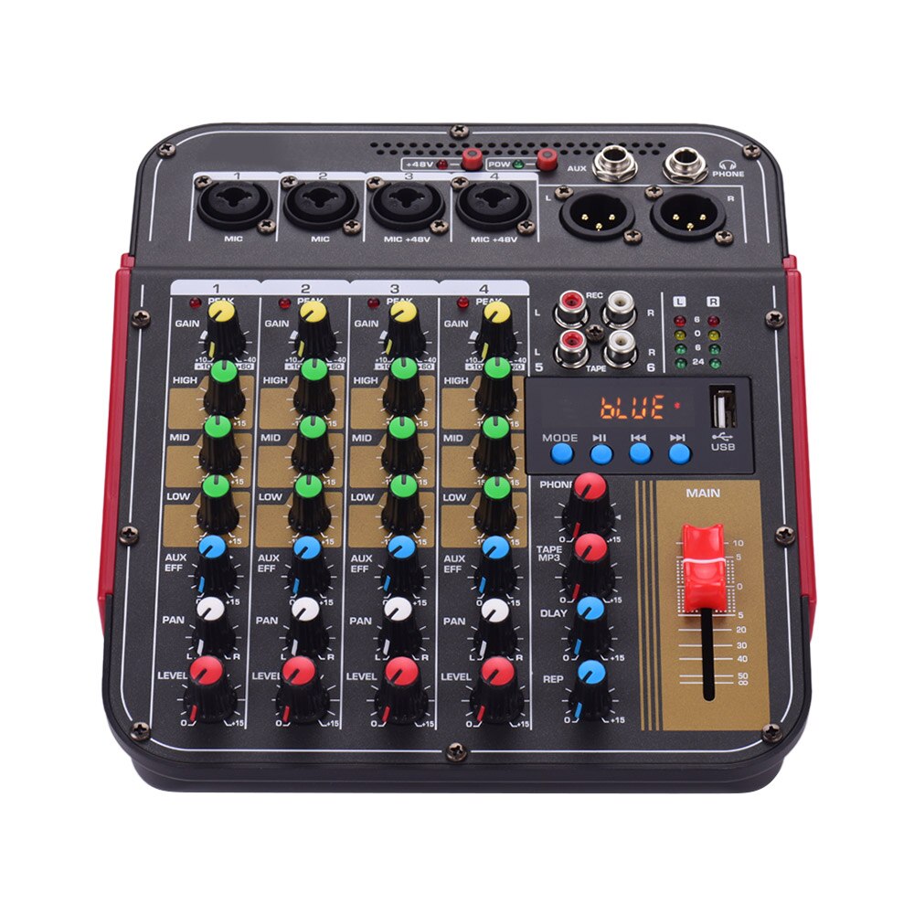 Muslady TM4 Digitale 4-Kanaals Audio Mixer Mixing Console Ingebouwde Phantom Power Met Audio Systeem Voor Studio opname
