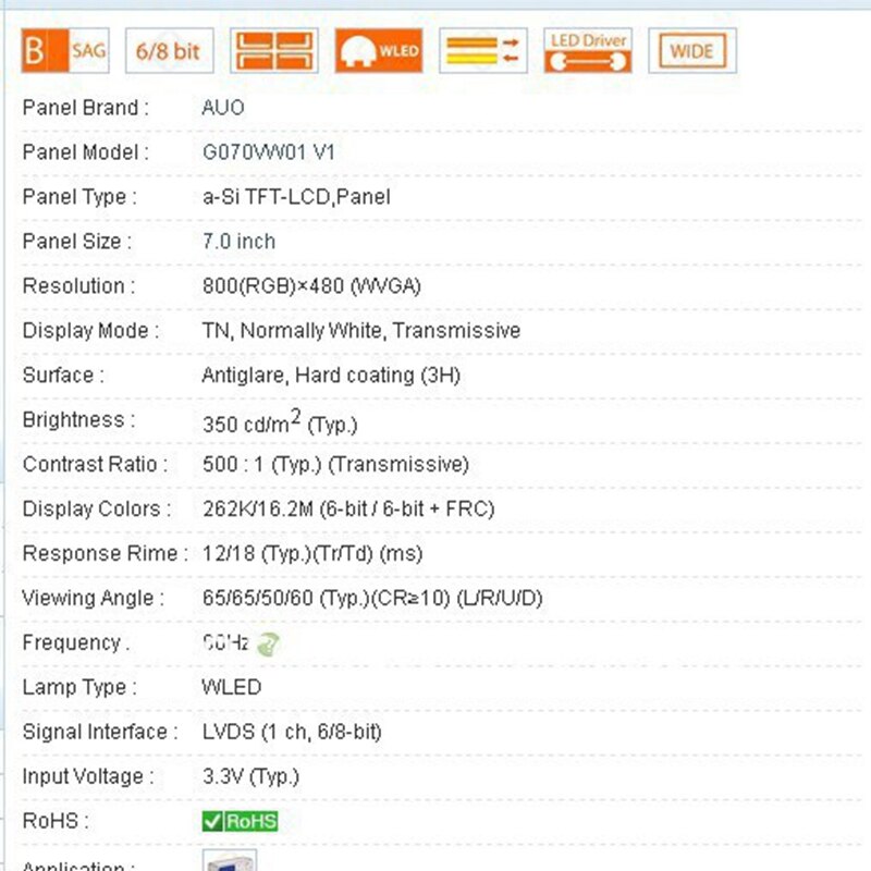 G070VW01 V.0 G070VW01 V0 G070VW01 V1 7.0 POLLICI a CRISTALLI LIQUIDI Industriale