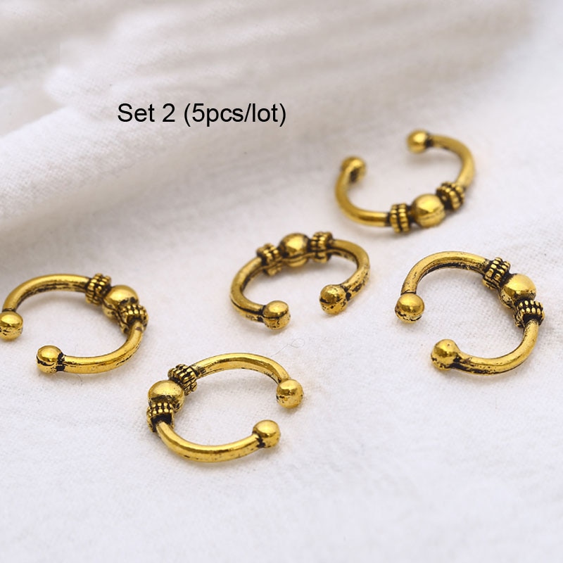 5 uds trenzas de pelo temor Dreadlock BeadsAncient oro/plateado ajustable trenzas de pelo de estrella de mar shell brazalete Clip de trenza de aro