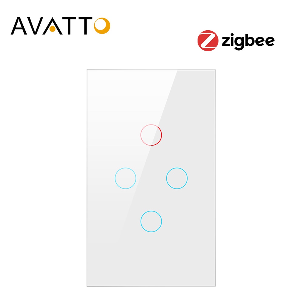 AVATTO-interruptor inteligente Tuya Zigbee con retroiluminación, encendido/apagado, cable de fuego neutro para casa inteligente, 1/2/3 entradas, funciona con Alexa y Google Home
