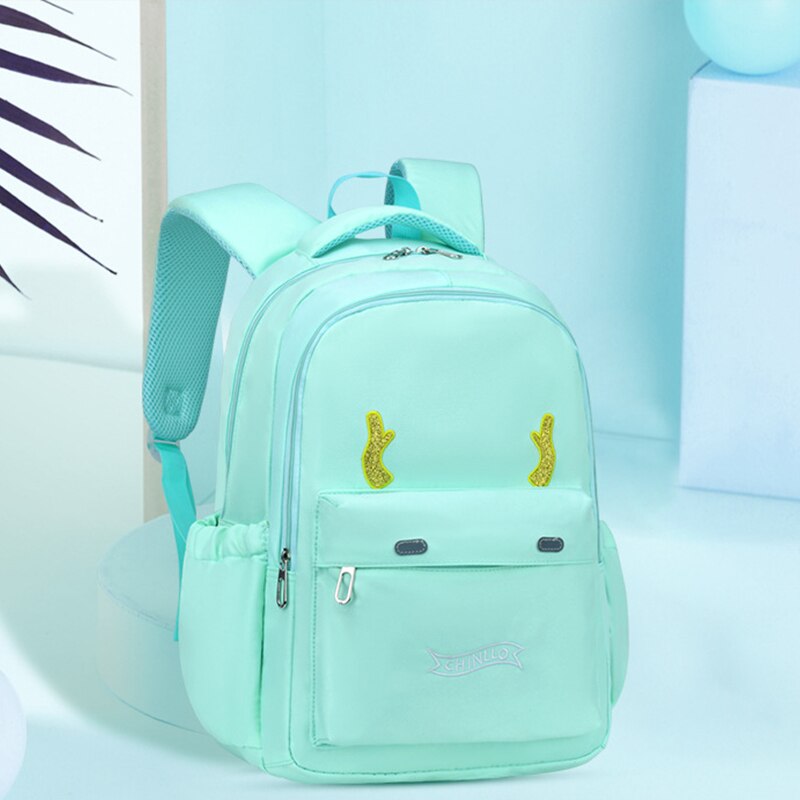 Oyixinger 2022 Student Schooltas Basisschool Mooie Satchel Voor Meisjes En Jongens Grote Capaciteit Effen Kleur Brede Band Zakken: Light Green