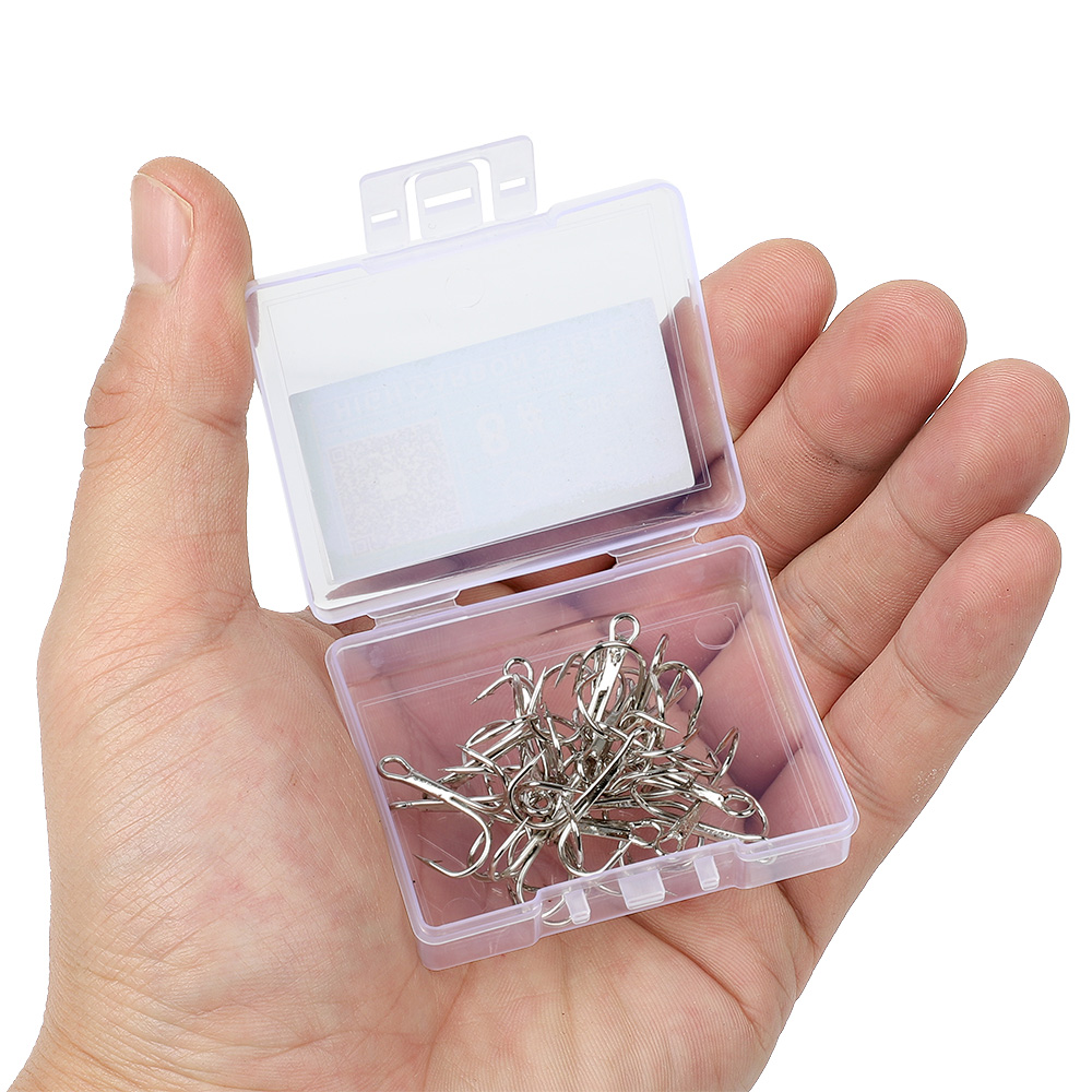 DONQL 20pcs/Box Treble Fishing Hooks Carbon Steel Barbed Fishhooks Set Triple Hooks Sea Fishing Tackle Accessories For Lures