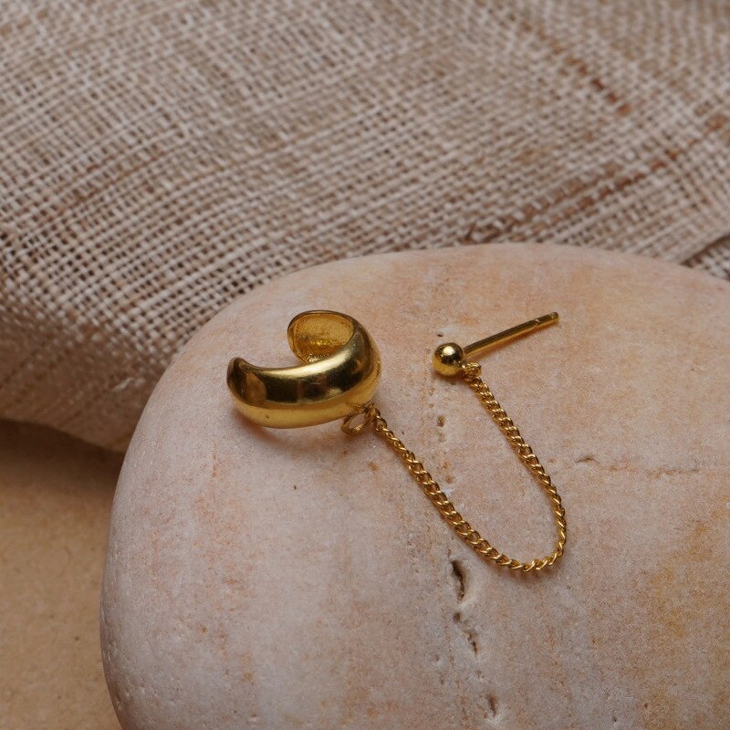 Peri'sbox 2 design guldfarve u form tynde kædeøreringe klumpede cirkel geometriske øreringe til kvinder minimalistiske øreringe
