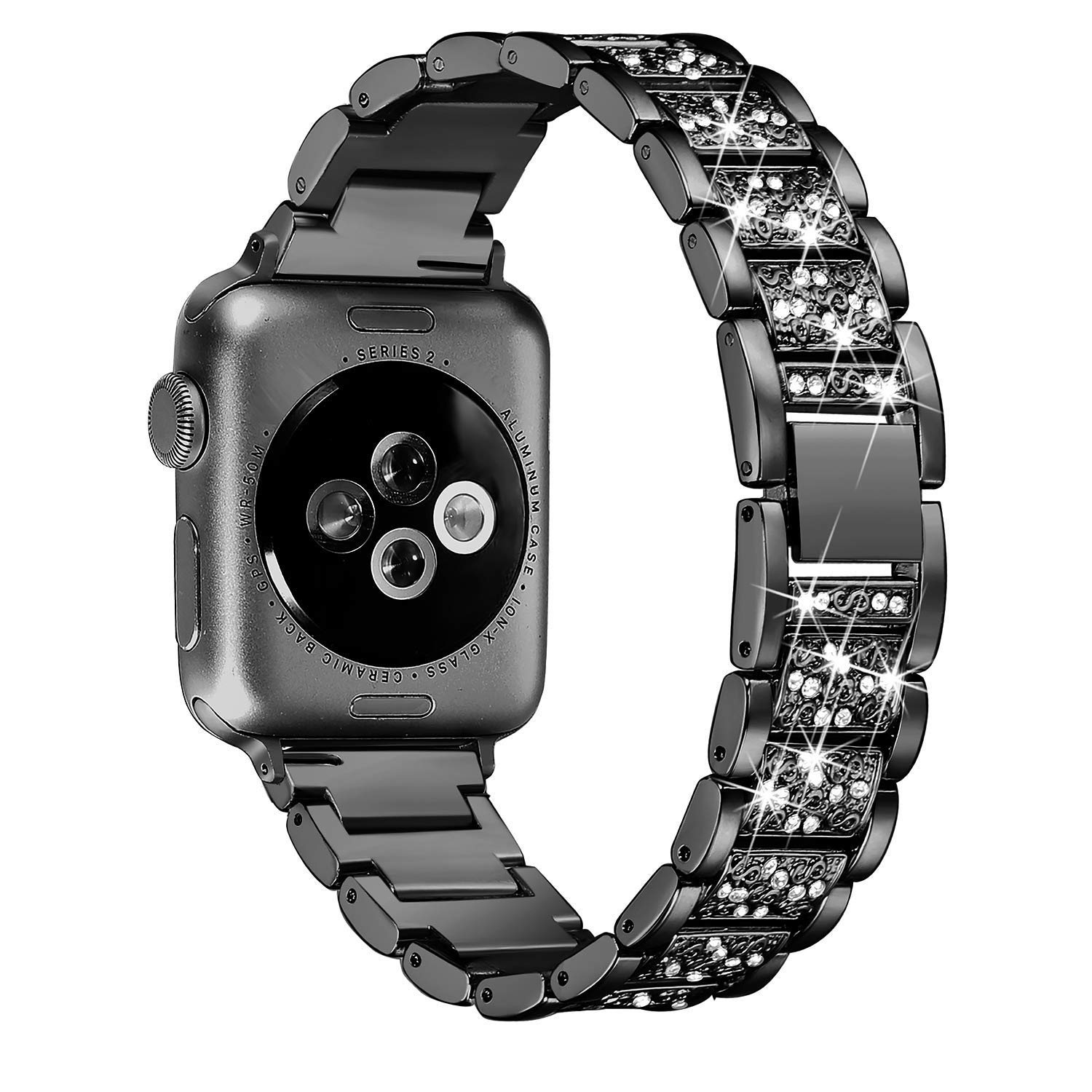 Bracelet en diamant scintillant pour Apple Watch Ultra 2 49mm, 46mm 40mm 45mm 44mm 41mm 42mm pour Iwatch série 10 9 8 7 6, Bracelet pour femmes: M / GREEN BLUE