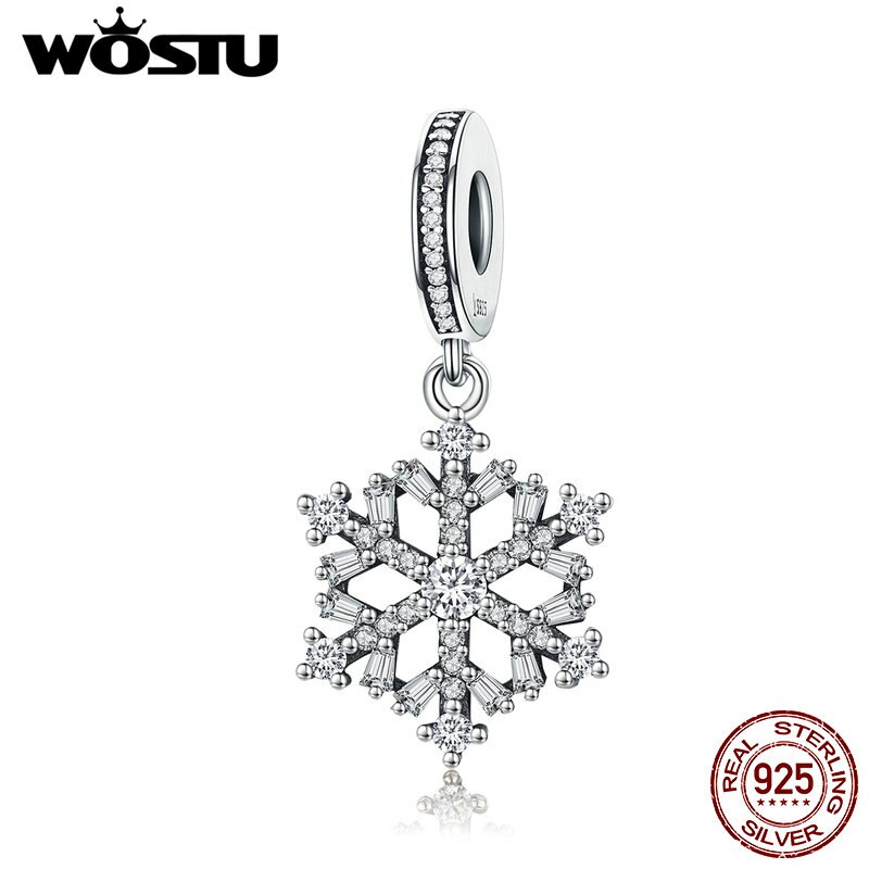 Wostu atacado real 925 prata esterlina floco de neve encantos contas caber original wost pulseira pingente autêntico jóias diy zbbs240: BKC266