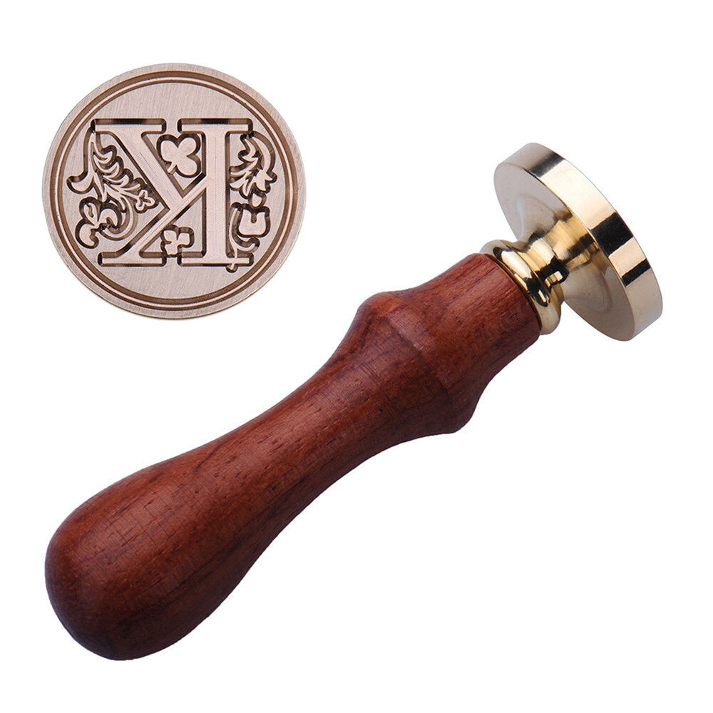 Retro timbro di legno classico 24 lettera A-Z alfabeto iniziale sigillo di cera sigillo timbro antico sigillo Post decorativo antico timbro regali: K